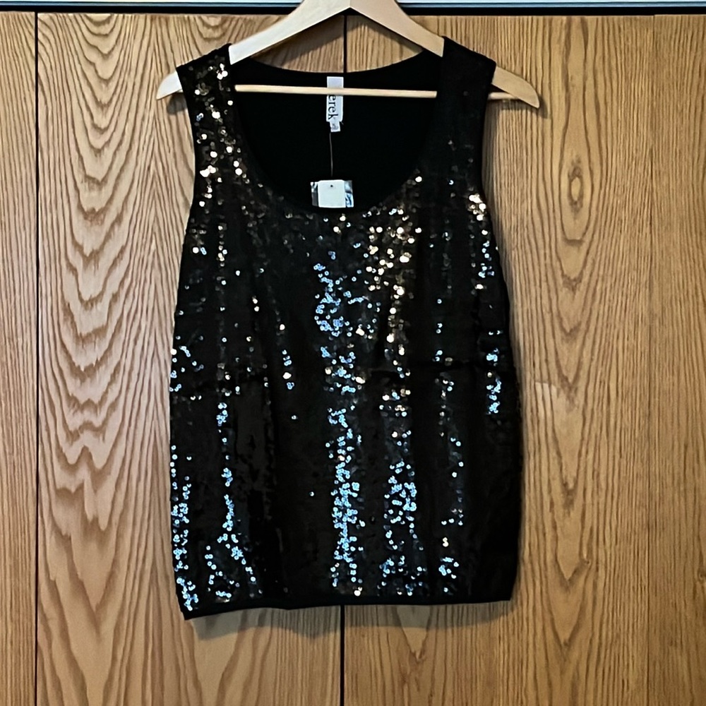 Sparkle ❇️ with this sequined black tank top by Berek. Size XL